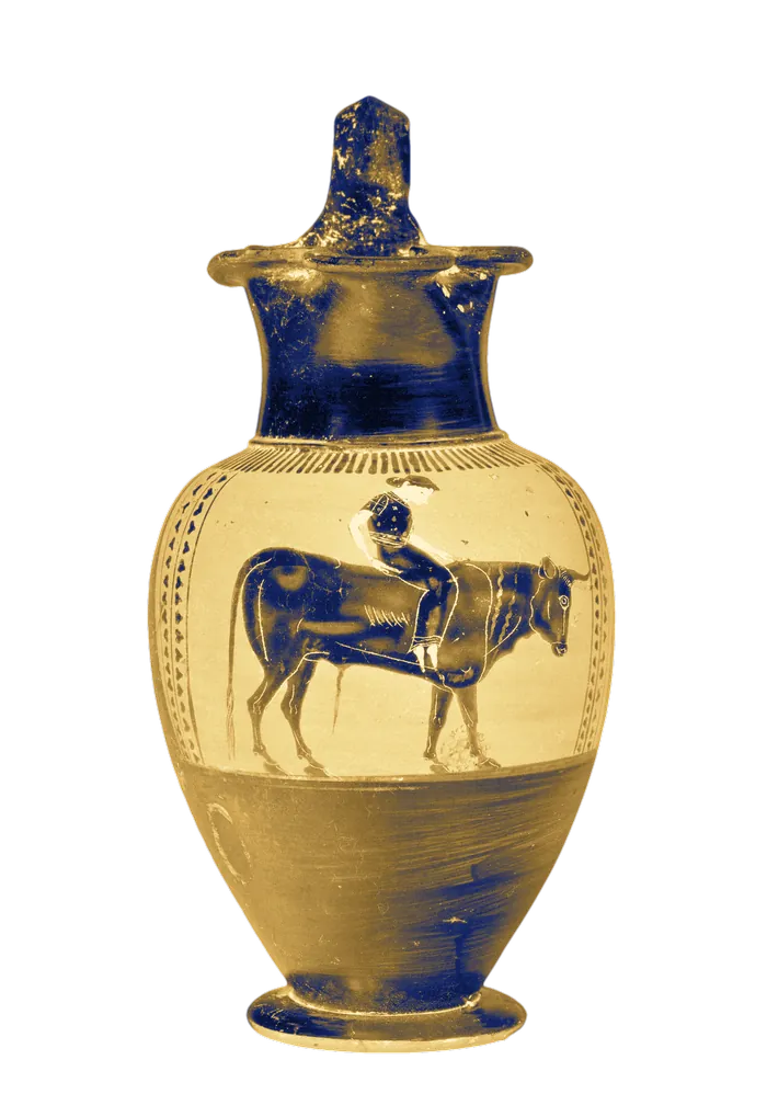 A Greek wine jug painted with Europa riding a bull